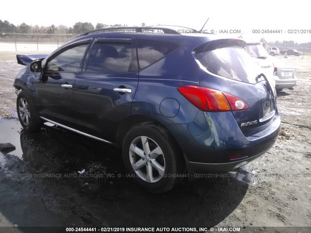 JN8AZ18U29W000989 - 2009 NISSAN MURANO S/SL BLUE photo 3