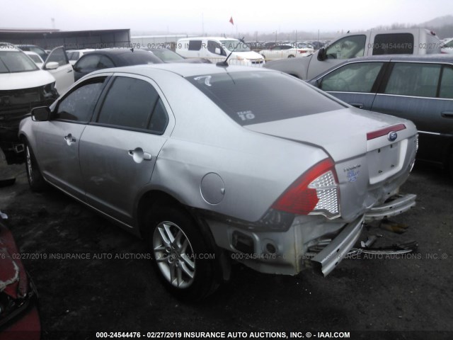 3FAHP0GAXAR372112 - 2010 FORD FUSION S SILVER photo 3