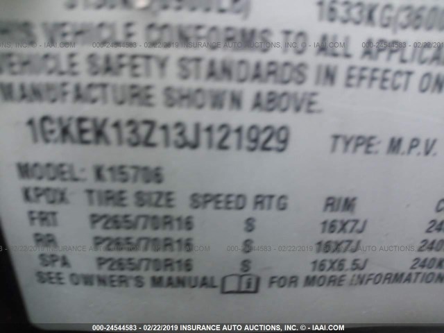 1GKEK13Z13J121929 - 2003 GMC YUKON BLACK photo 9