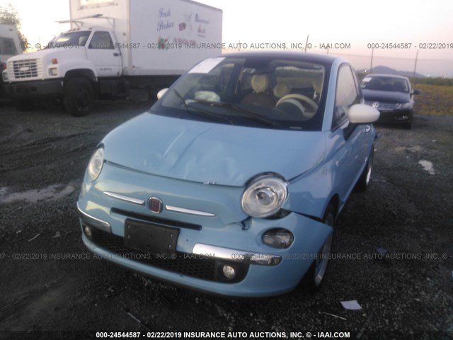 3C3CFFCR9ET269055 - 2014 FIAT 500 LOUNGE Light Blue photo 6