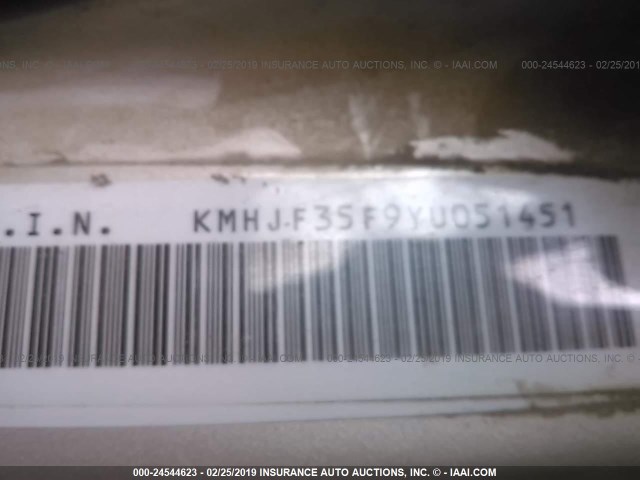 KMHJF35F9YU051451 - 2000 HYUNDAI ELANTRA GLS SILVER photo 9