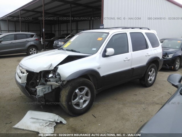 4F2CZ04105KM50619 - 2005 MAZDA TRIBUTE S WHITE photo 2