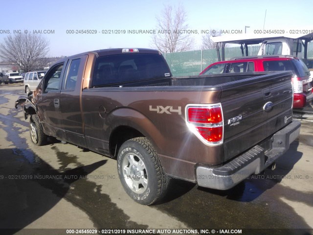 1FTEX1EM5CFA77256 - 2012 FORD F150 SUPER CAB BROWN photo 3