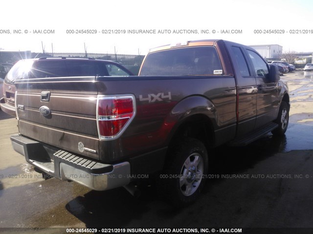 1FTEX1EM5CFA77256 - 2012 FORD F150 SUPER CAB BROWN photo 4