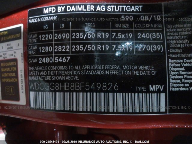 WDCGG8HB8BF549826 - 2011 MERCEDES-BENZ GLK 350 4MATIC RED photo 9