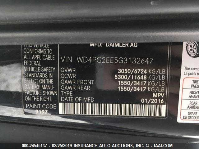 WD4PG2EE5G3132647 - 2016 MERCEDES BENZ METRIS  Unknown photo 10