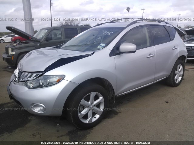 JN8AZ18U99W015263 - 2009 NISSAN MURANO S/SL SILVER photo 2