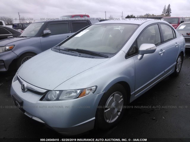 JHMFA362X6S006854 - 2006 HONDA CIVIC HYBRID BLUE photo 2