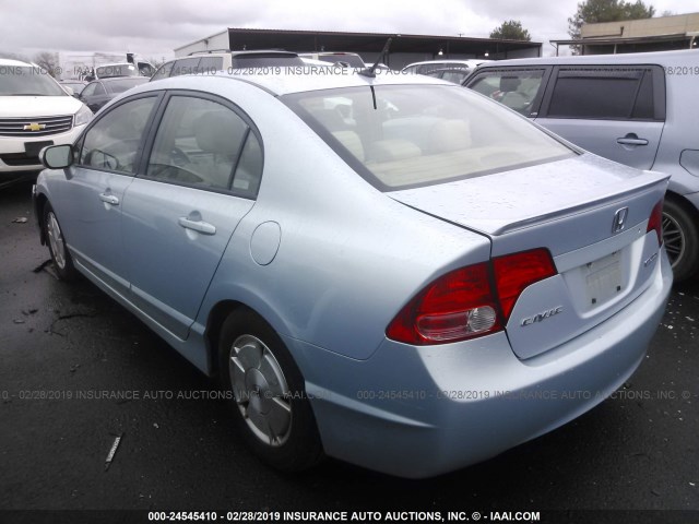 JHMFA362X6S006854 - 2006 HONDA CIVIC HYBRID BLUE photo 3