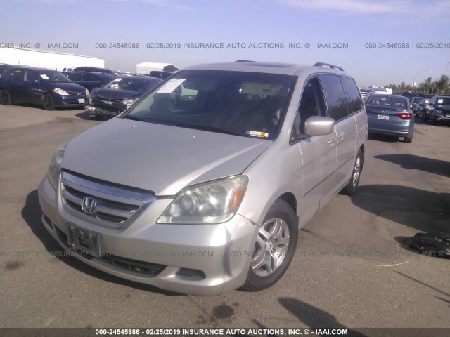 5FNRL38755B092457 - 2005 HONDA ODYSSEY EXL SILVER photo 2