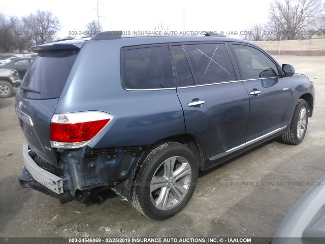 5TDDK3EH7DS182231 - 2013 TOYOTA HIGHLANDER LIMITED BLUE photo 4