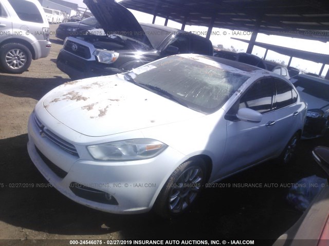 1C3CDFCBXED825419 - 2014 DODGE DART LIMITED WHITE photo 2