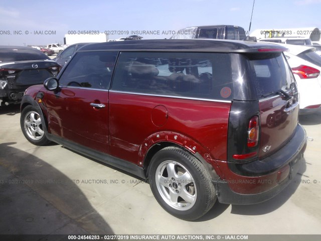 WMWML33529TX33631 - 2009 MINI COOPER CLUBMAN MAROON photo 3