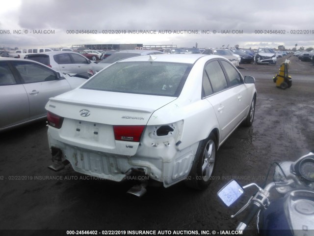 5NPEU46F39H444180 - 2009 HYUNDAI SONATA SE/LIMITED WHITE photo 4