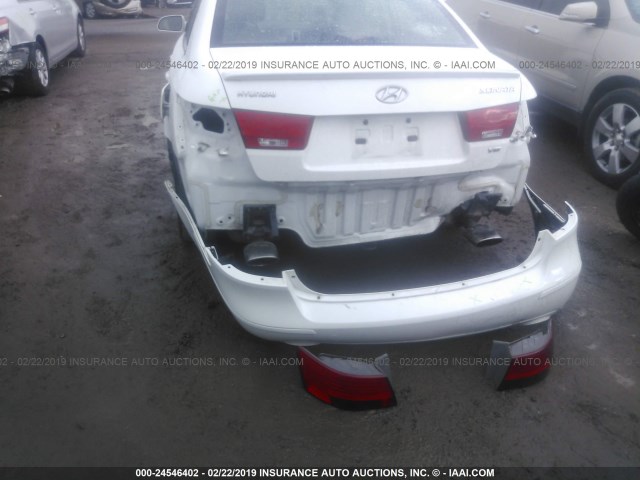 5NPEU46F39H444180 - 2009 HYUNDAI SONATA SE/LIMITED WHITE photo 6