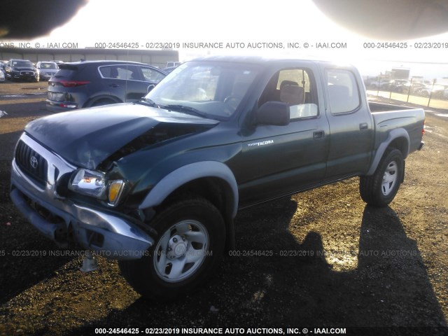 5TEGM92N21Z793013 - 2001 TOYOTA TACOMA DOUBLE CAB PRERUNNER GREEN photo 2