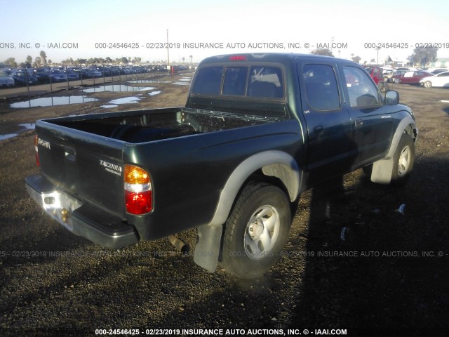 5TEGM92N21Z793013 - 2001 TOYOTA TACOMA DOUBLE CAB PRERUNNER GREEN photo 4