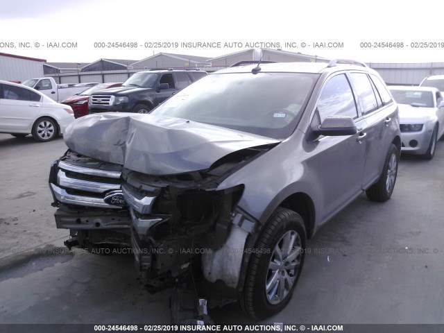 2FMDK3JC1EBA24668 - 2014 FORD EDGE SEL GRAY photo 2