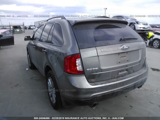 2FMDK3JC1EBA24668 - 2014 FORD EDGE SEL GRAY photo 3