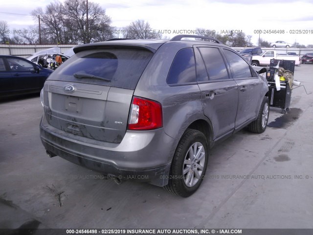 2FMDK3JC1EBA24668 - 2014 FORD EDGE SEL GRAY photo 4