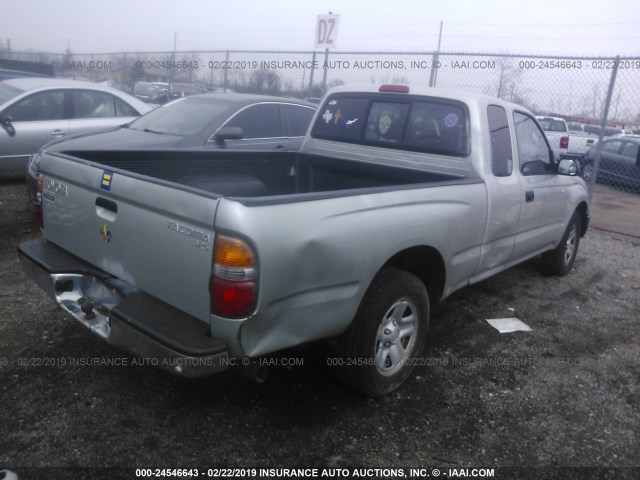 5TEVL52N51Z735464 - 2001 TOYOTA TACOMA XTRACAB SILVER photo 4