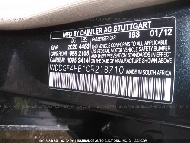 WDDGF4HB1CR218710 - 2012 MERCEDES-BENZ C 250 GRAY photo 9