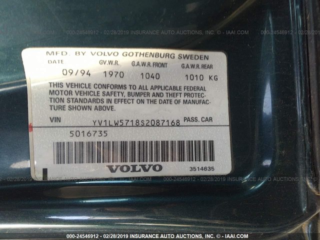 YV1LW5718S2087168 - 1995 VOLVO 850 Dark Blue photo 9