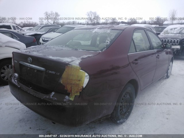 4T1BE32K03U240216 - 2003 TOYOTA CAMRY LE/XLE/SE RED photo 4