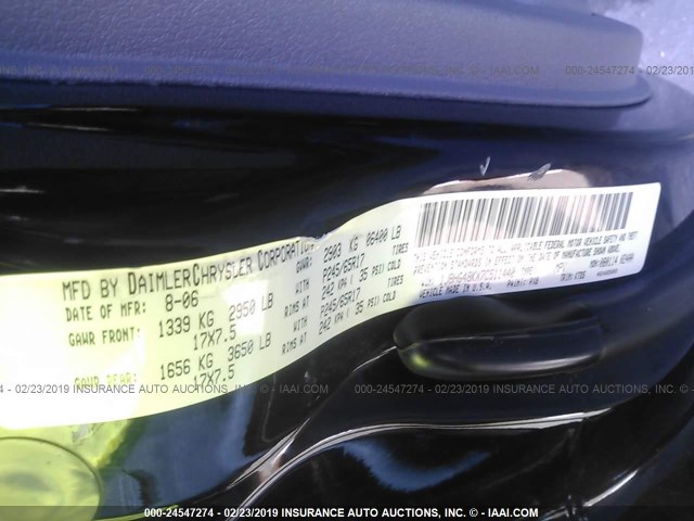 1J8HG48KX7C511440 - 2007 JEEP COMMANDER შავი ფოტო 9