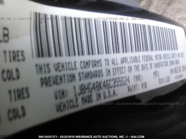 1J8HG48K46C355524 - 2006 JEEP COMMANDER BLACK photo 9