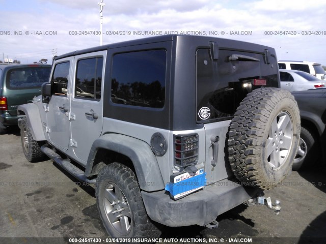 1J4BA3H13BL548302 - 2011 JEEP WRANGLER UNLIMITE SPORT SILVER photo 3