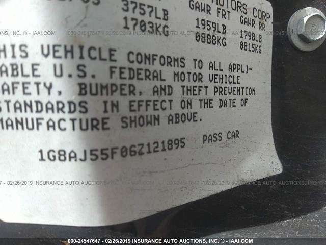 1G8AJ55F06Z121895 - 2006 SATURN ION LEVEL 2 白色 照片 9