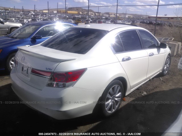 1HGCP3F82BA009336 - 2011 HONDA ACCORD EXL WHITE photo 4