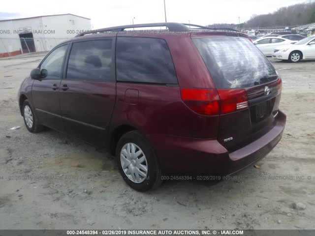 5TDZA23C84S047480 - 2004 TOYOTA SIENNA CE/LE BURGUNDY photo 3