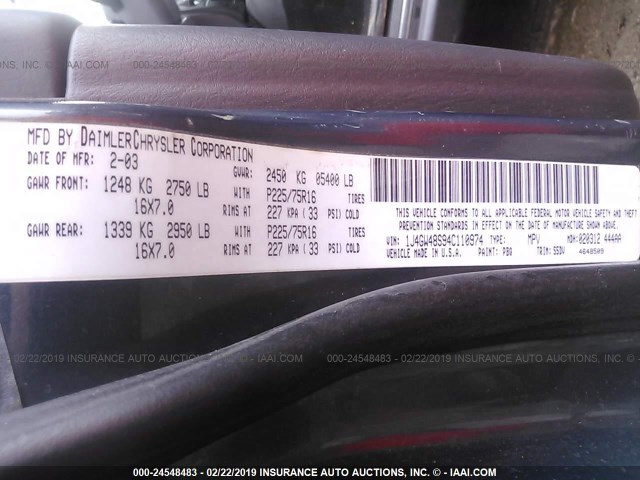 1J4GW48S94C110974 - 2004 JEEP GRAND CHEROKEE LAREDO/COLUMBIA/FREEDOM 蓝色 照片 9