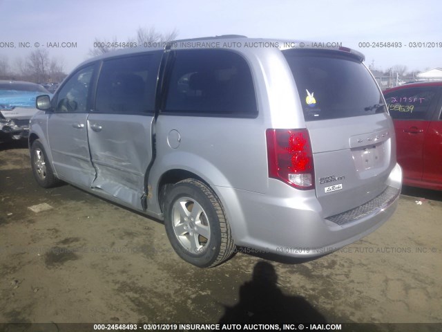 2C4RDGCG0CR319499 - 2012 DODGE GRAND CARAVAN SXT SILVER photo 3