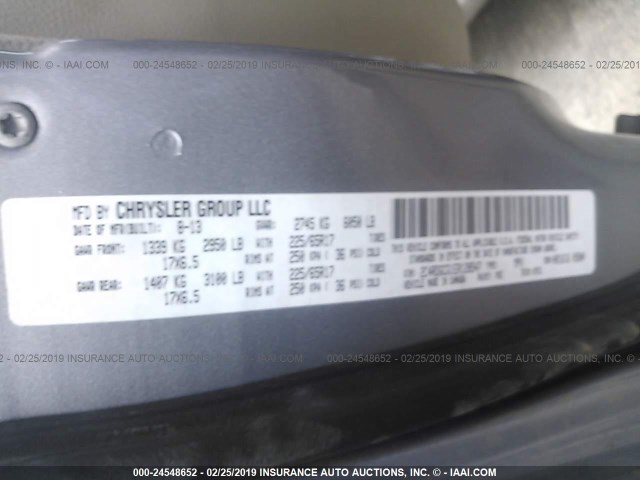 2C4RDGCG1ER128547 - 2014 DODGE GRAND CARAVAN SXT GRAY photo 9