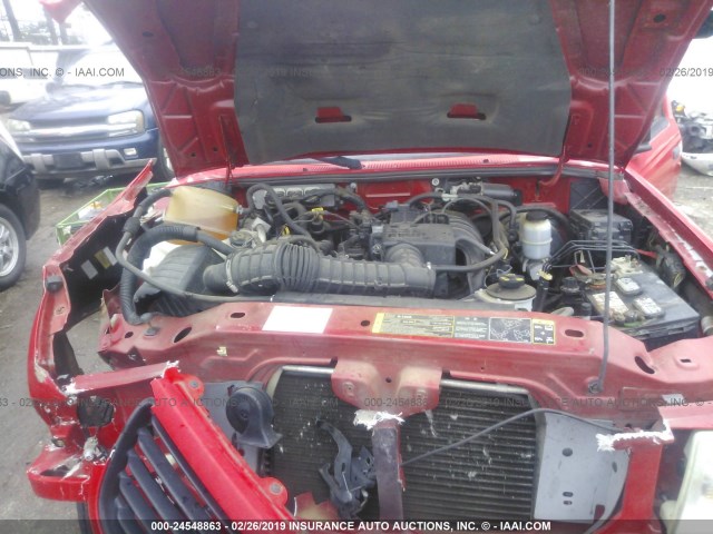 1FTYR10D47PA02921 - 2007 FORD RANGER RED photo 10