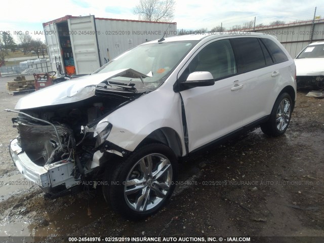 2FMDK3JC2DBB09405 - 2013 FORD EDGE SEL WHITE photo 2