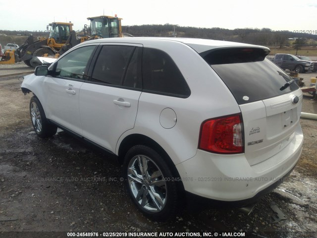 2FMDK3JC2DBB09405 - 2013 FORD EDGE SEL WHITE photo 3