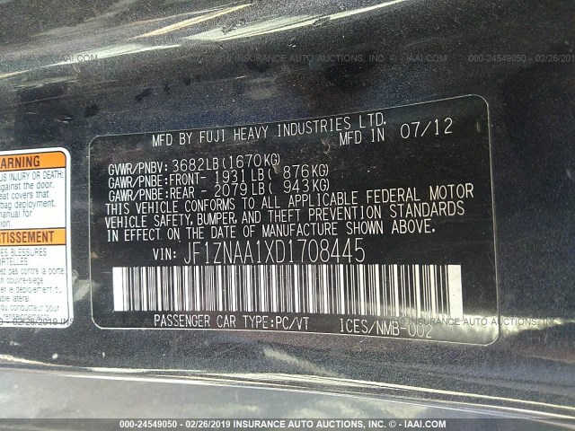 JF1ZNAA1XD1708445 - 2013 TOYOTA SCION FR-S GRAY photo 9