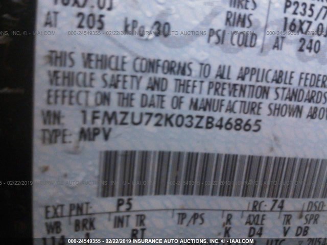 1FMZU72K03ZB46865 - 2003 FORD EXPLORER XLS/XLS SPORT 绿色 照片 9