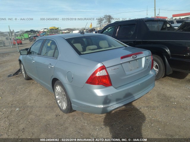 3FADP0L34BR124137 - 2011 FORD FUSION HYBRID BLUE photo 3