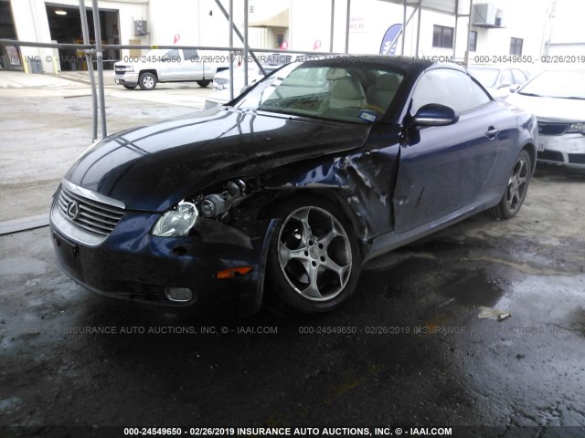 JTHFN48YX20027706 - 2002 LEXUS SC 430 BLUE photo 2