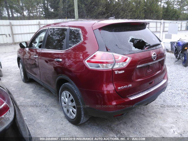 KNMAT2MT0FP558409 - 2015 NISSAN ROGUE S/SL/SV RED photo 3