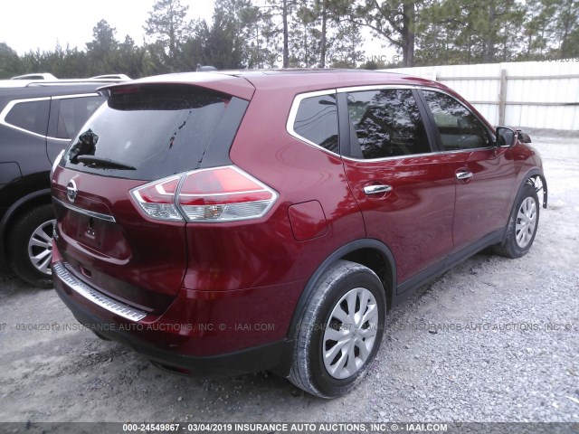 KNMAT2MT0FP558409 - 2015 NISSAN ROGUE S/SL/SV RED photo 4