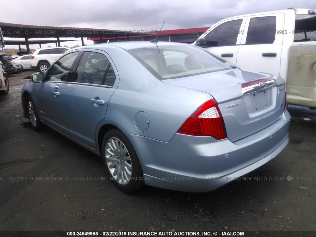 3FADP0L3XBR149141 - 2011 FORD FUSION HYBRID Light Blue photo 3