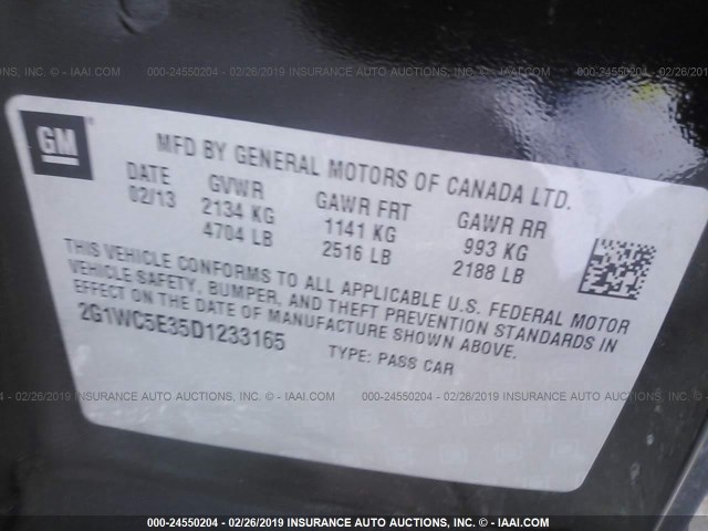 2G1WC5E35D1233165 - 2013 CHEVROLET IMPALA LTZ BLACK photo 9