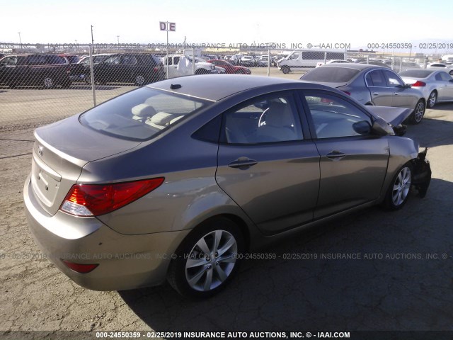 KMHCU4AE6CU075958 - 2012 HYUNDAI ACCENT GLS/GS/SE TAN photo 4