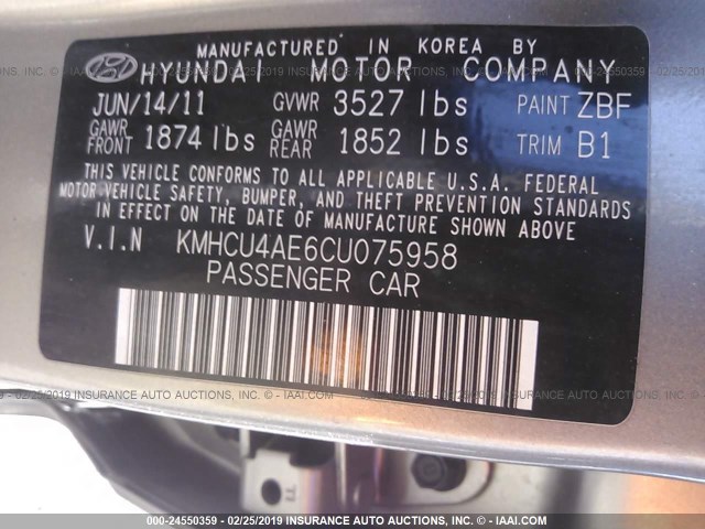 KMHCU4AE6CU075958 - 2012 HYUNDAI ACCENT GLS/GS/SE TAN photo 9